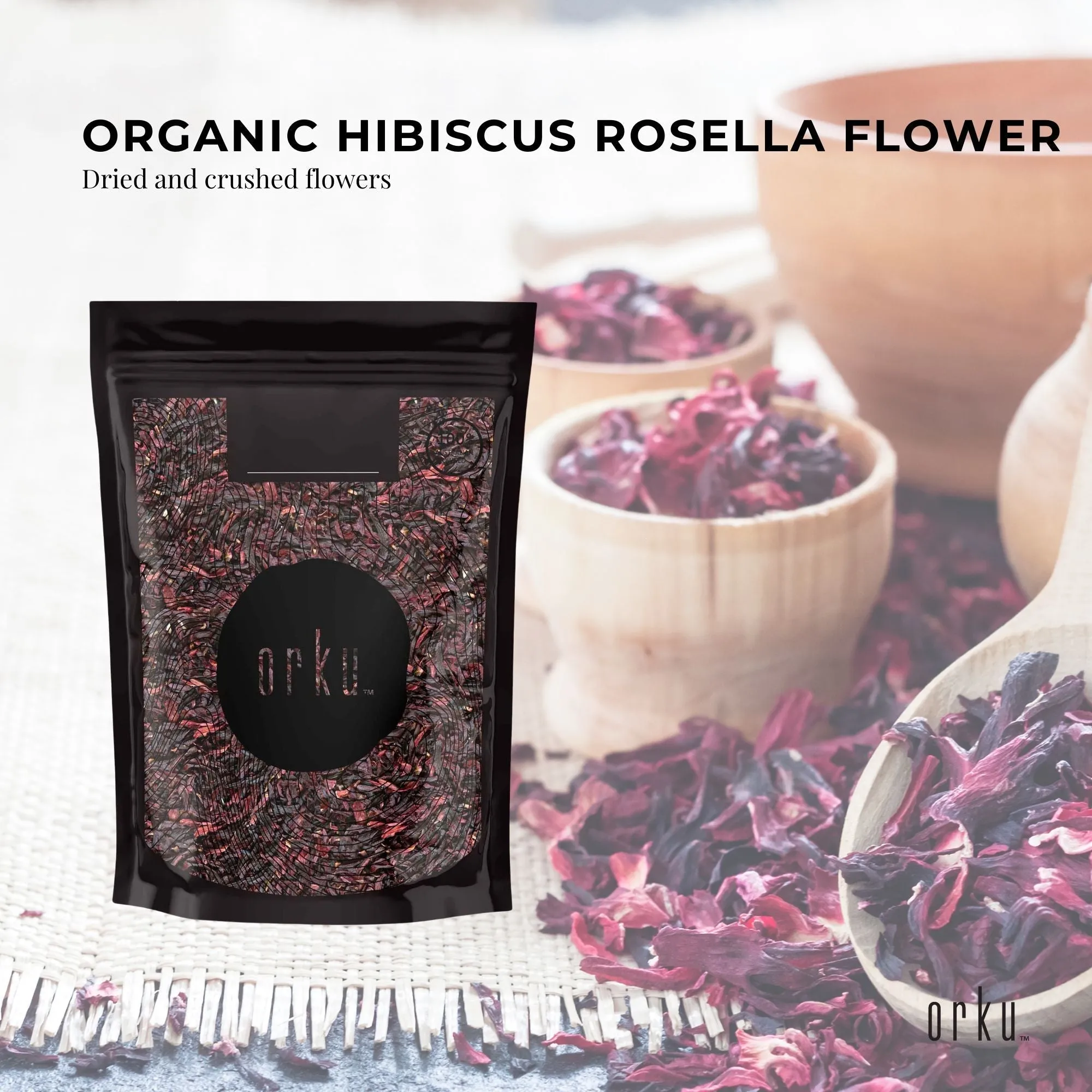 1Kg Organic Hibiscus Rosella Flower Crushed | Dried Herbal Tea Supplement | Rich in Antioxidants
