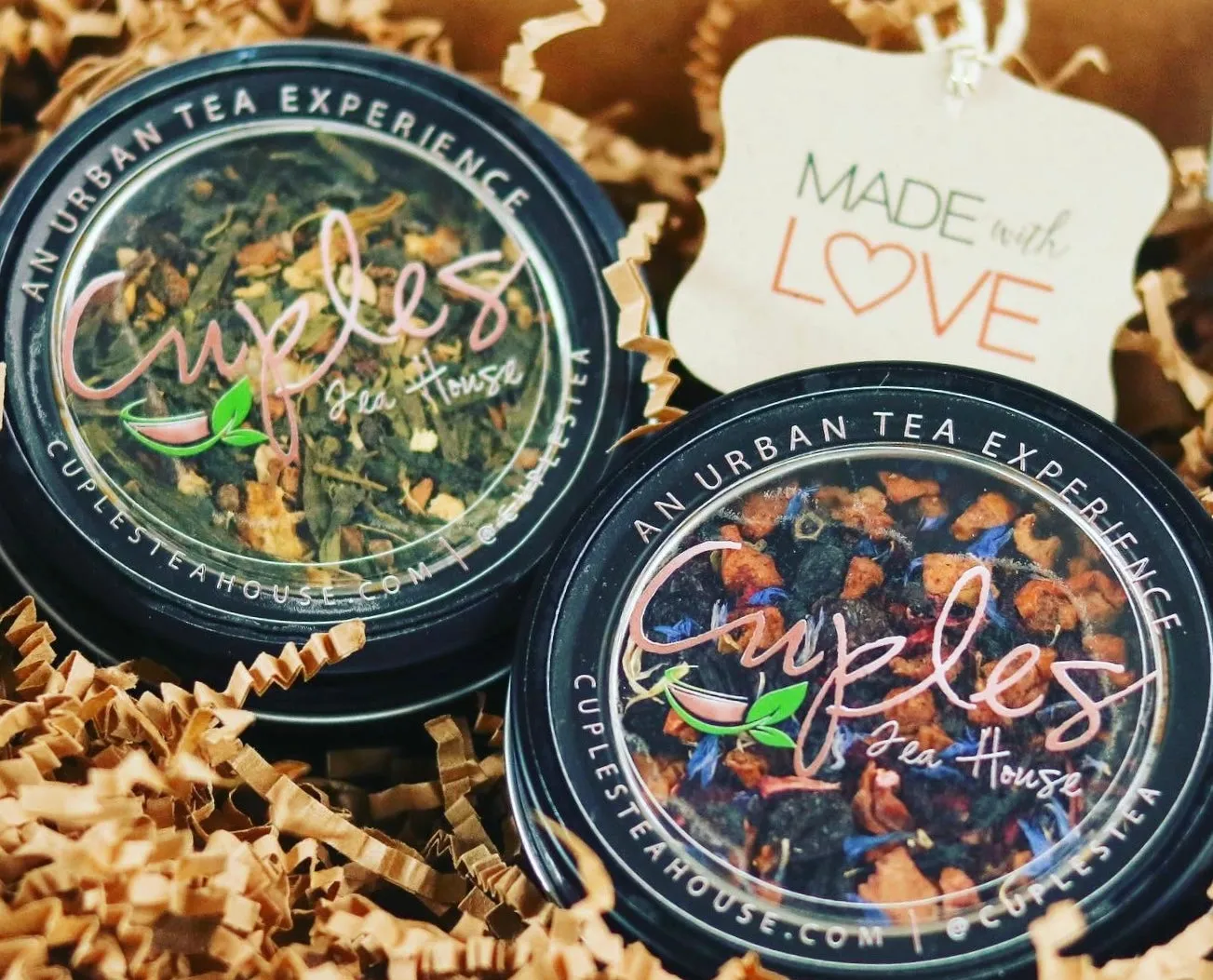 2 Tea Sampler Box w/Gold Snapball Infuser