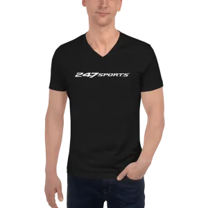 247 Sports White Logo V-Neck Short Sleeve T-Shirt