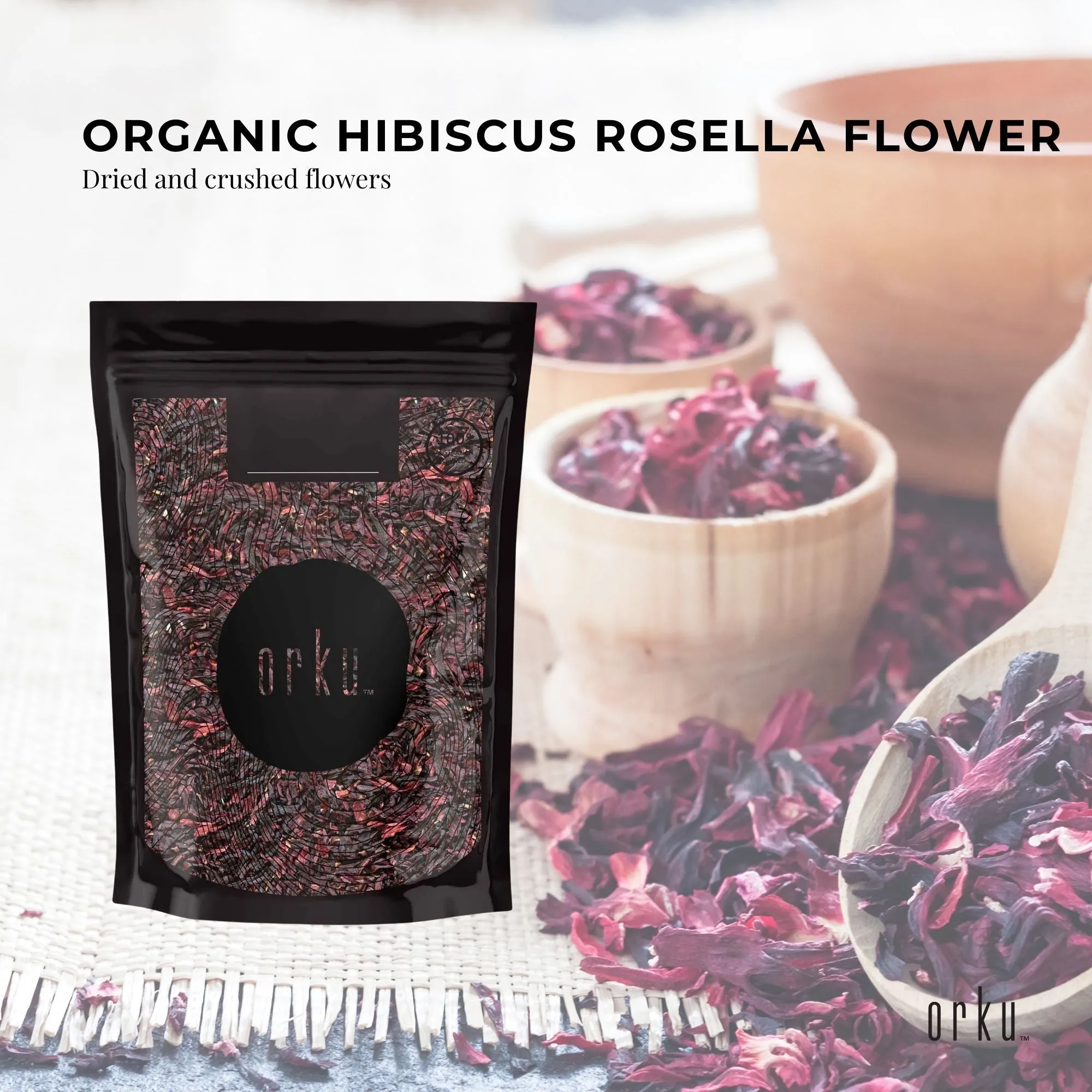 25g Organic Hibiscus Rosella Flower Crushed | Dried Herbal Tea Supplement | Caffeine-Free