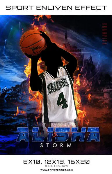Alisha Storm Fire Effect Basketball High School Sports Template -  Enliven Effects