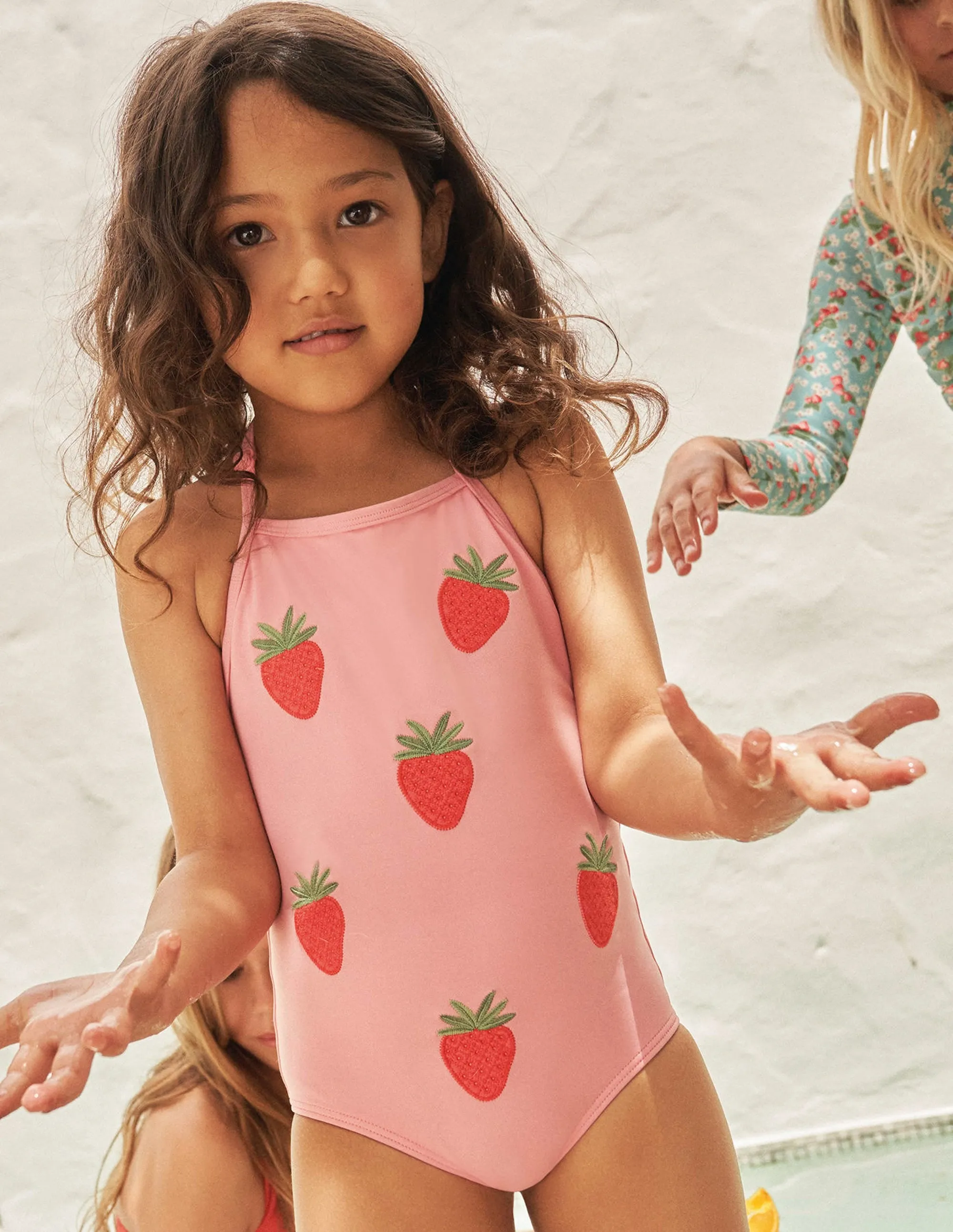 Appliqué Fruit Swimsuit-Pink Lemonade