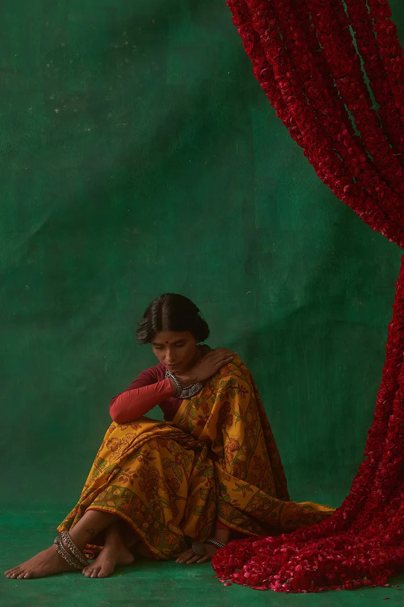 Bahuli' Kalamkari Pure Kanjivaram Silk Saree