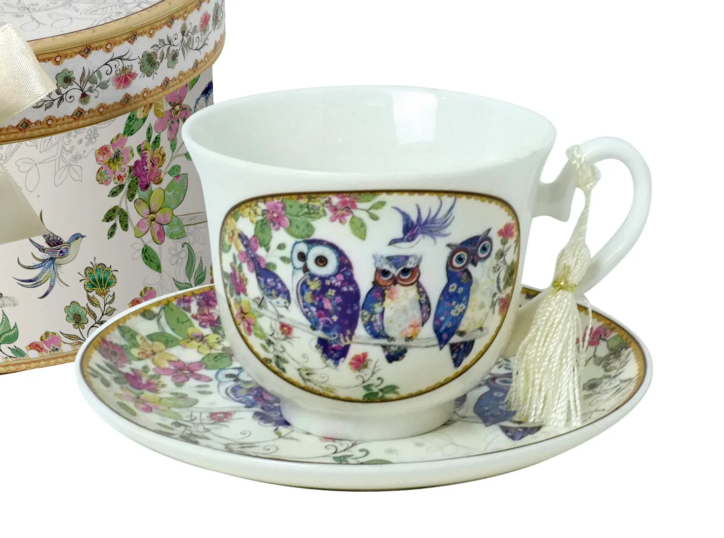 Bone China Cup & Saucer w/ Gift box  Owls