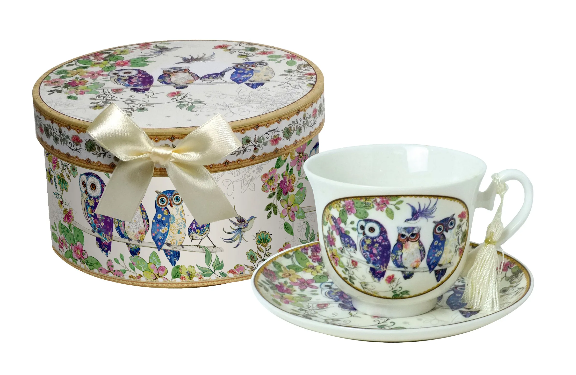 Bone China Cup & Saucer w/ Gift box  Owls