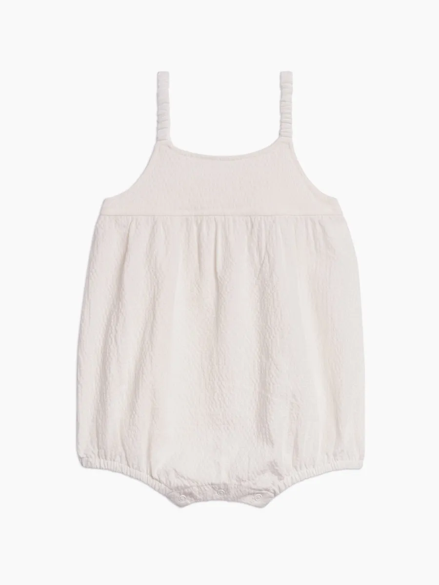 Caspia Seersucker Bubble Romper - Coconut