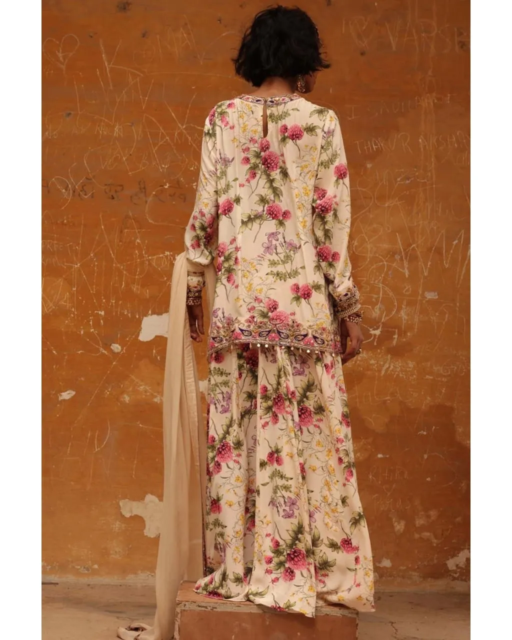 Coconut Pine Print Sharara Set