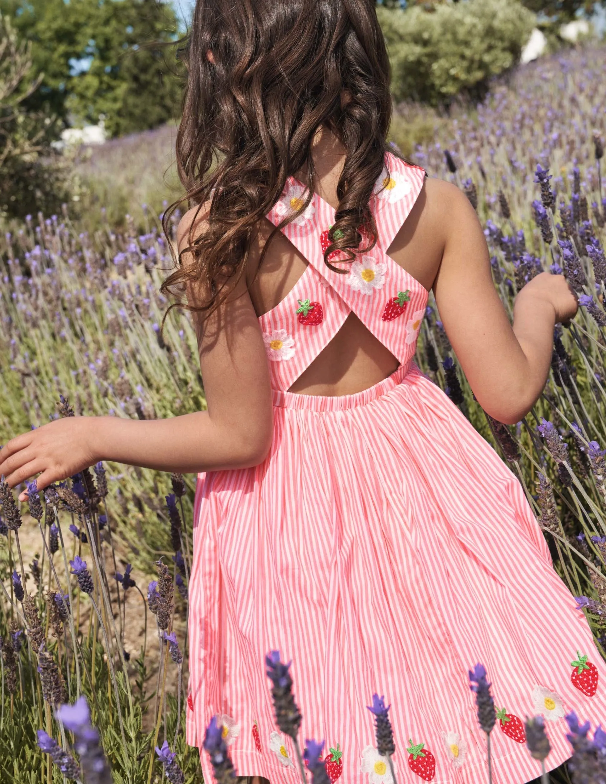 Cross-back Dress-Pink Lemonade/ Ivory