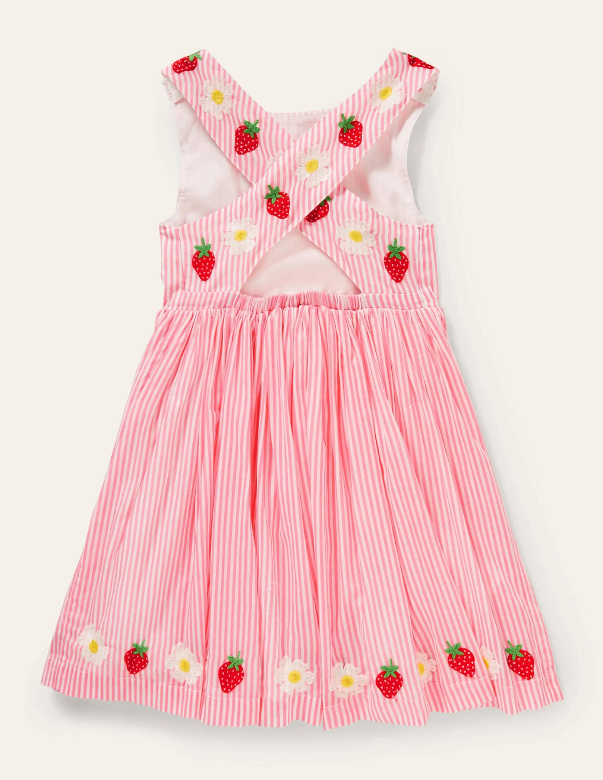 Cross-back Dress-Pink Lemonade/ Ivory