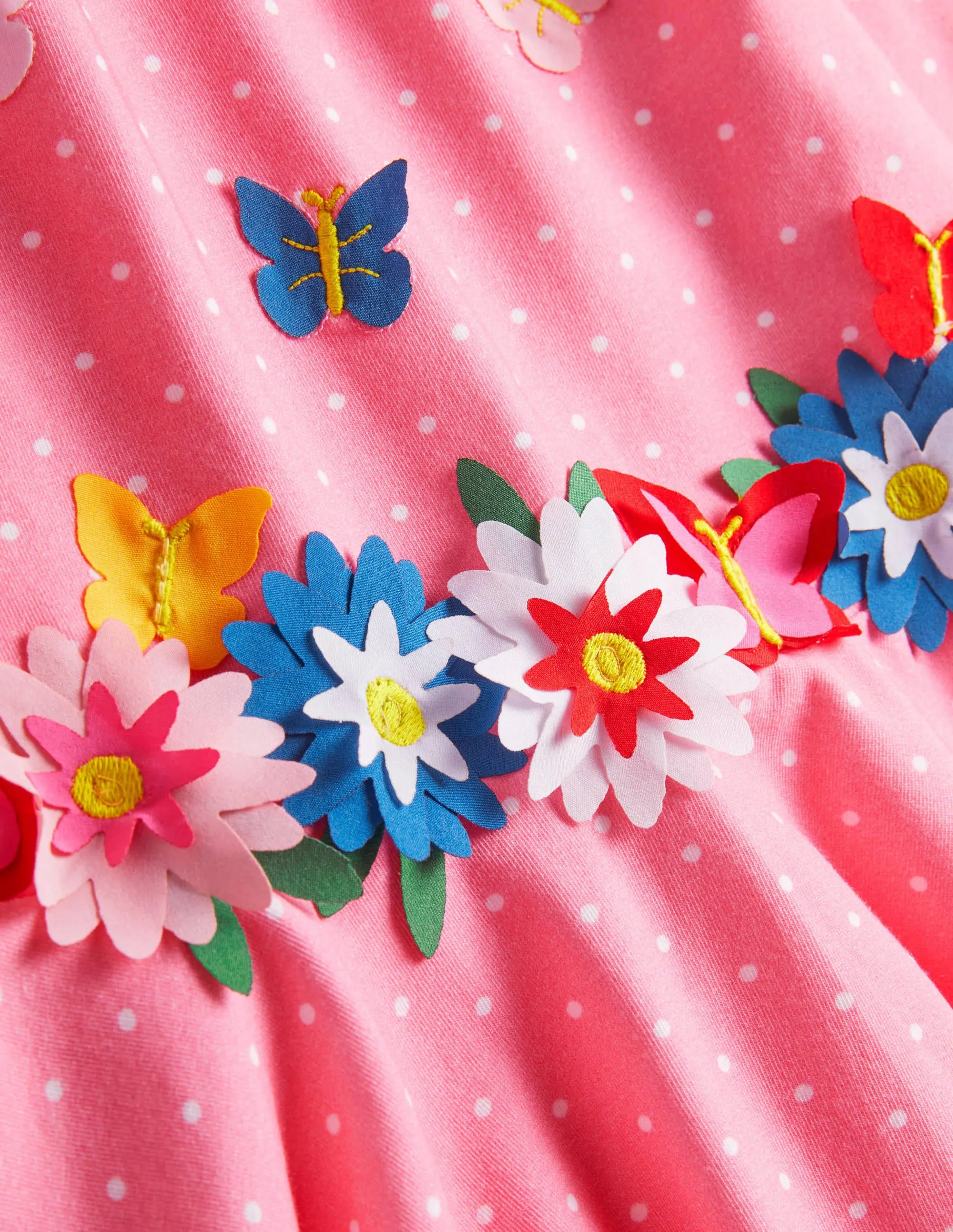 Flutter Detail Twirly Dress-Pink Lemonade Spot