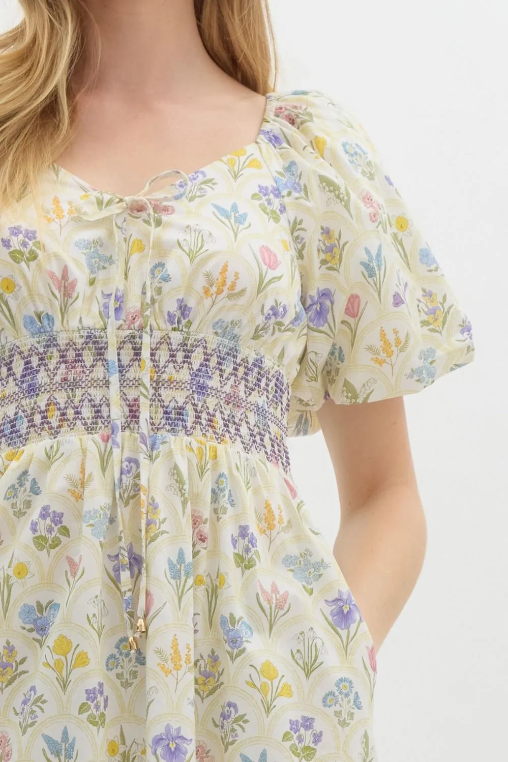 Green Tea Vintage Floral Midi Dress