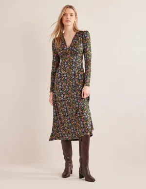 Jersey Midi Tea Dress-Chatsworth Green, Lotus Petal