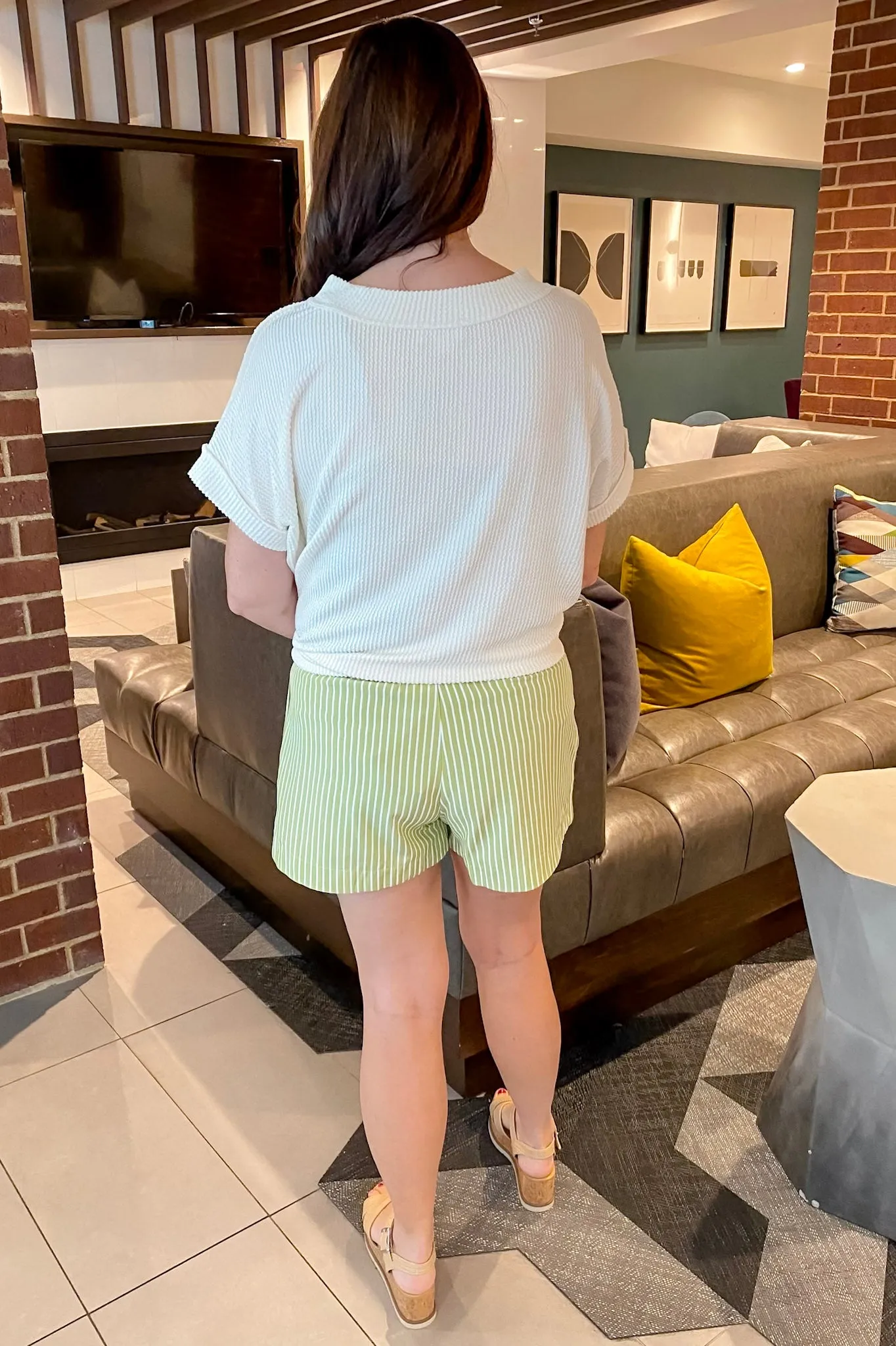 Spill The Green Tea Striped Shorts