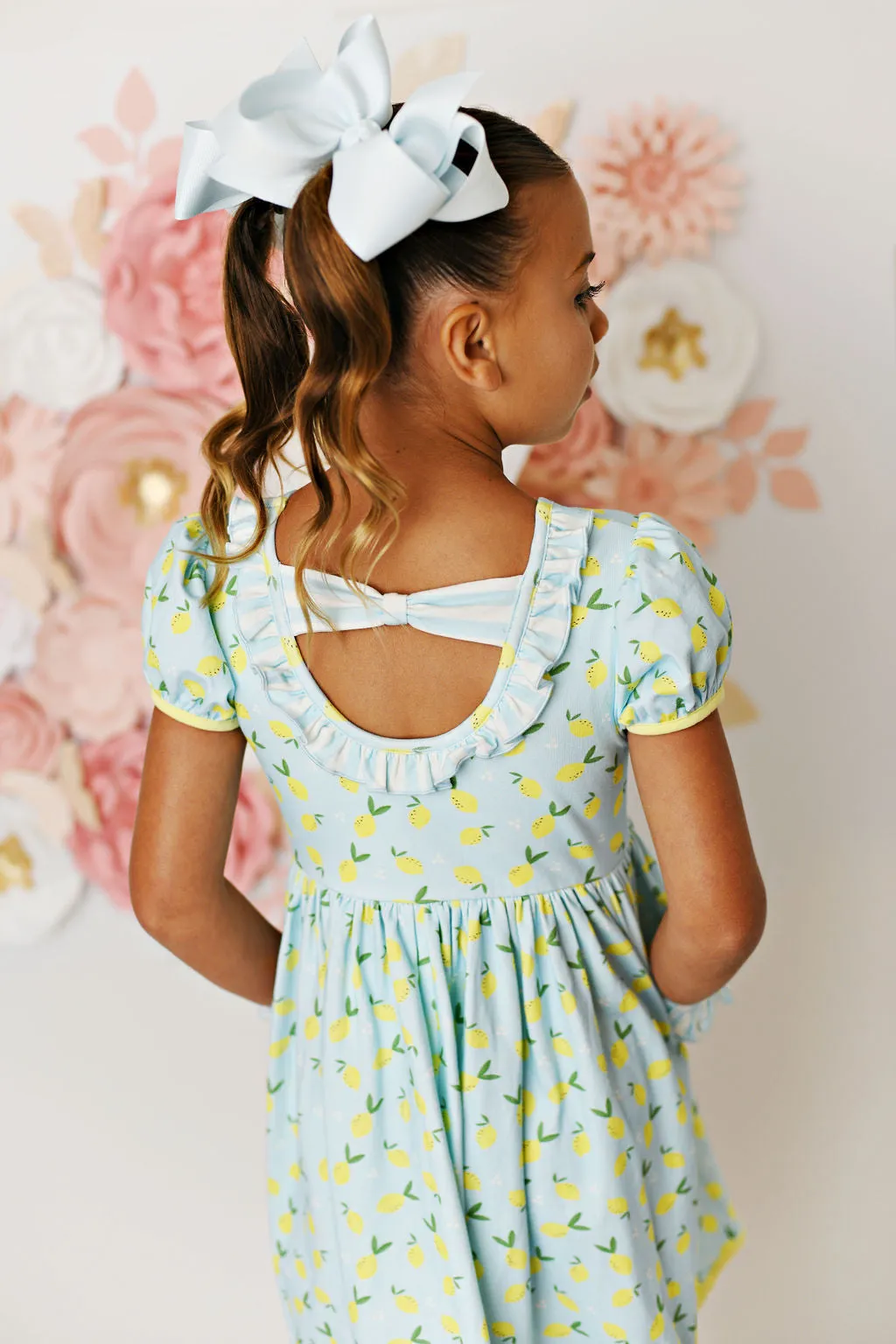 Swoon Baby Lemonade Peony Bow Pocket Dress