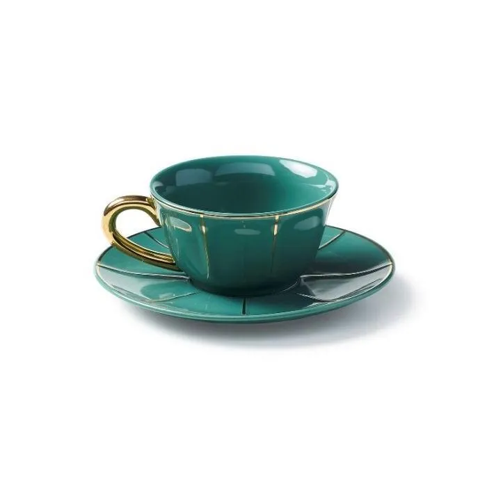 Tea Cup with Saucer (Green)