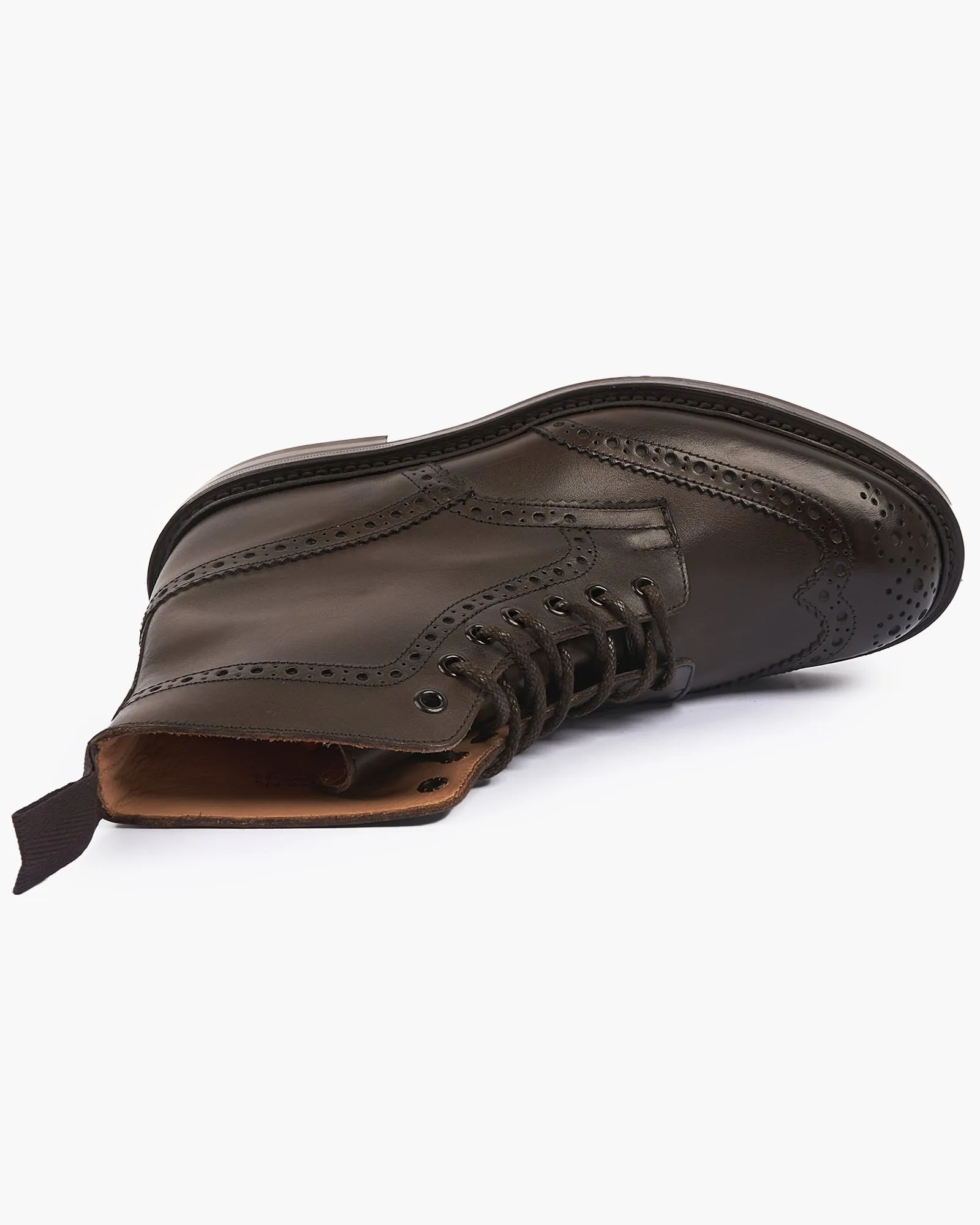 Trickers Stow Country Brogue Derby Boot - Espresso Burnished / Dainite Sole
