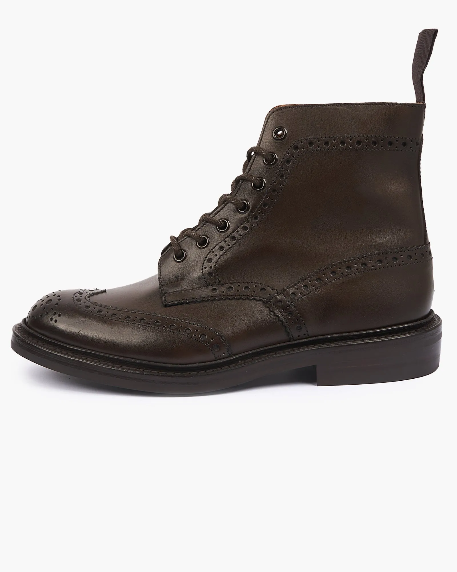Trickers Stow Country Brogue Derby Boot - Espresso Burnished / Dainite Sole