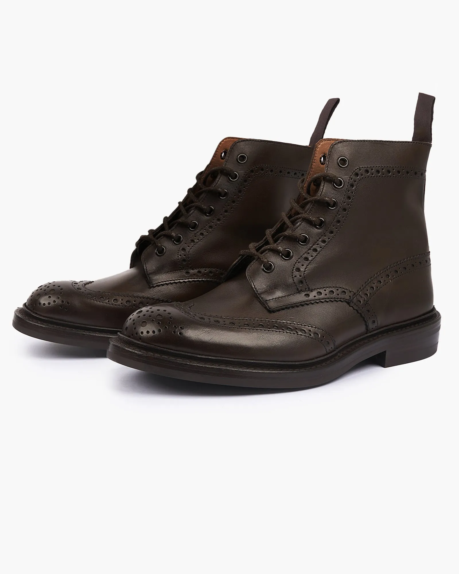 Trickers Stow Country Brogue Derby Boot - Espresso Burnished / Dainite Sole